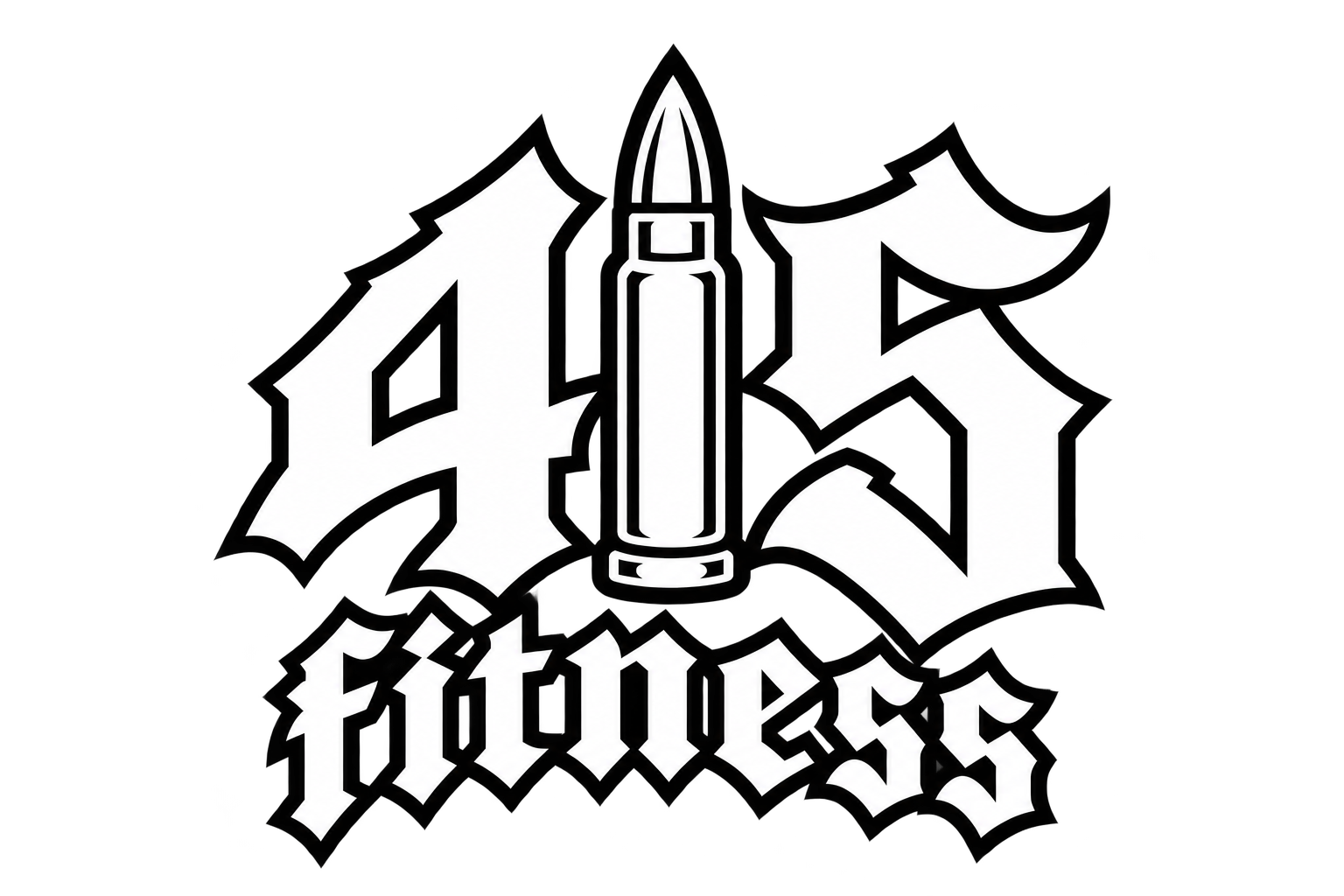 415 fitness — Old English wordmark with bullet-shaped 1